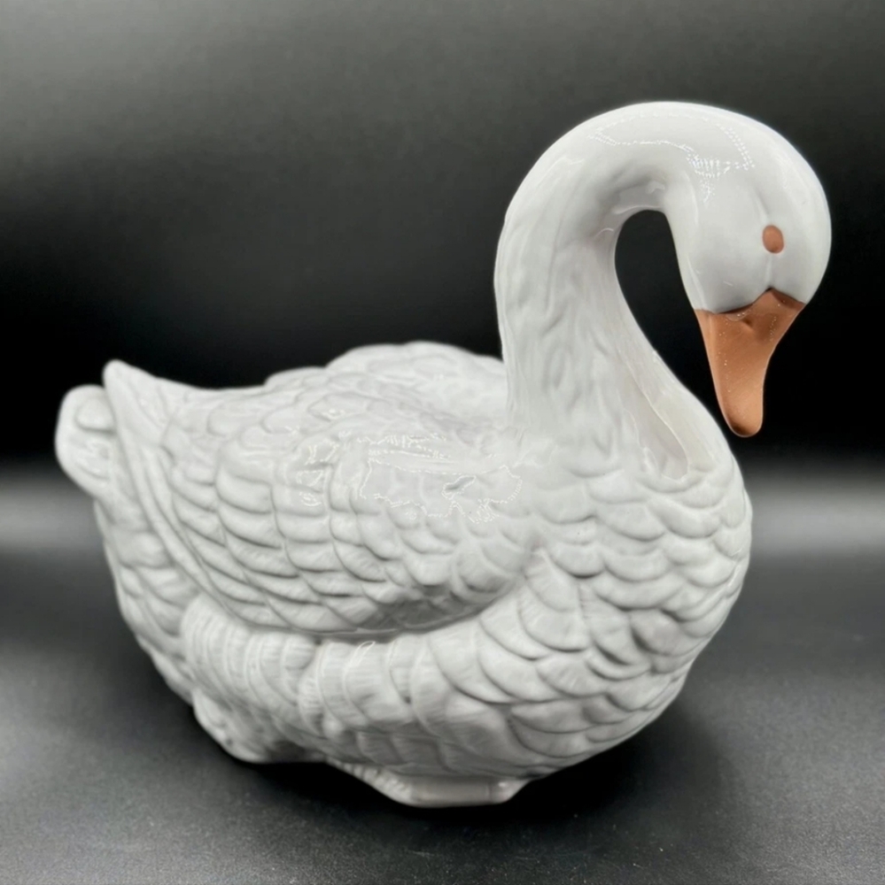 Vintage 80's Large Ceramic Swan Goose Duck, Cottagecore